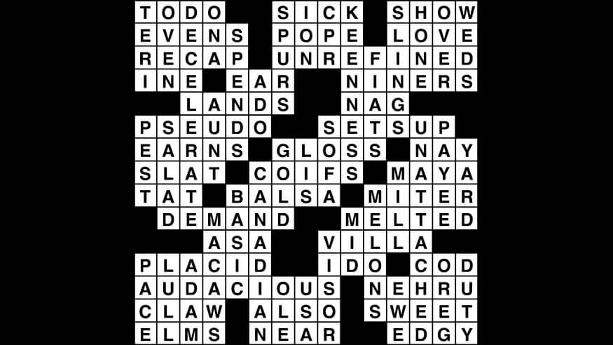 Crossword puzzle, Wander Words answers: September 25, 2019