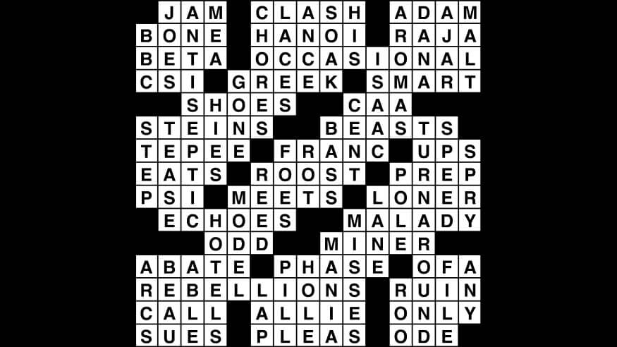 Crossword puzzle, Wander Words answers: October 7, 2019