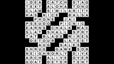 Crossword puzzle, Wander Words answers: October 10, 2019