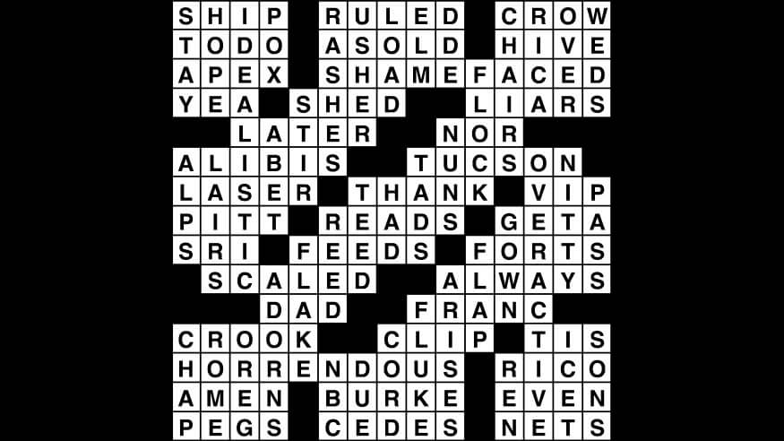 Crossword puzzle, Wander Words answers: October 29, 2019