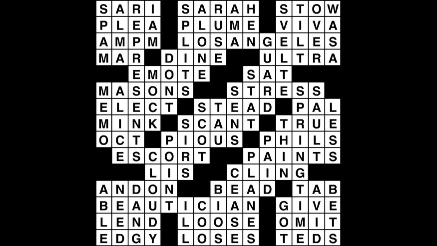 Crossword puzzle, Wander Words answers: July 9, 2019