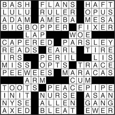 Crossword puzzle answers: May 24, May 25, 2016