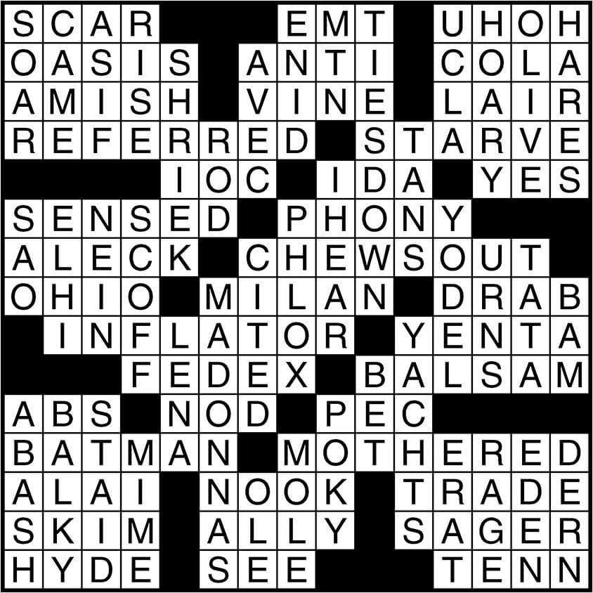 Crossword puzzle answers: October 21, 2014
