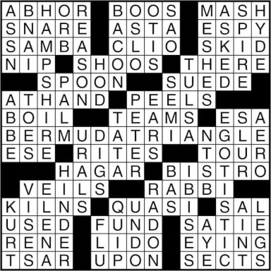 Crossword puzzle answers: April 14, 2016