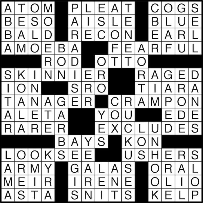 Crossword puzzle answers: April 19, 2016
