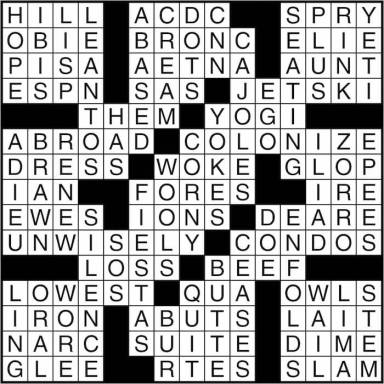 Crossword puzzle answers: April 1, 2016