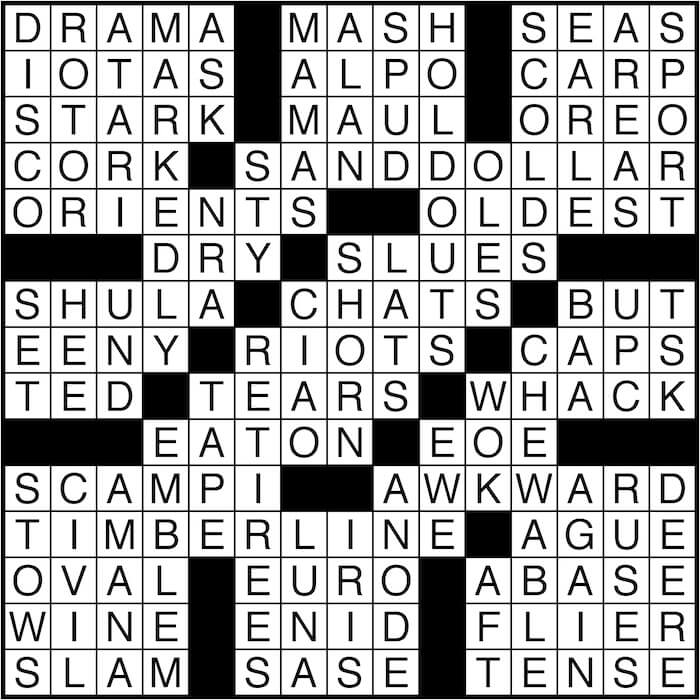 Crossword puzzle answers: April 21, 2016