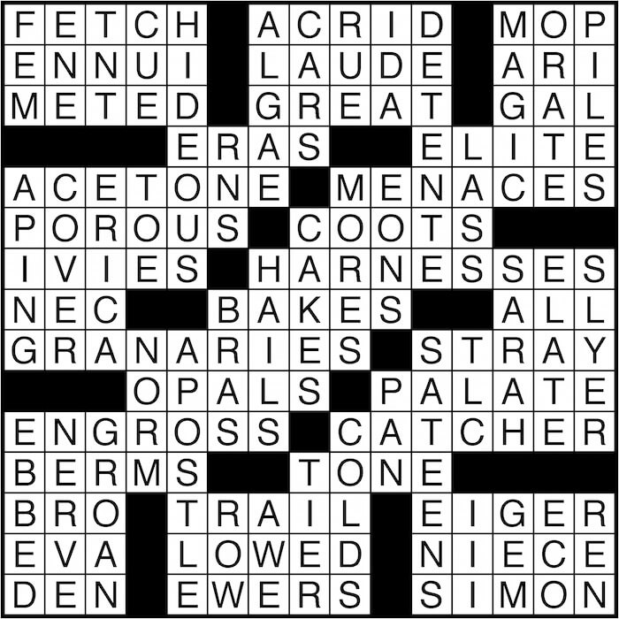 Crossword puzzle answers: April 22, 2016