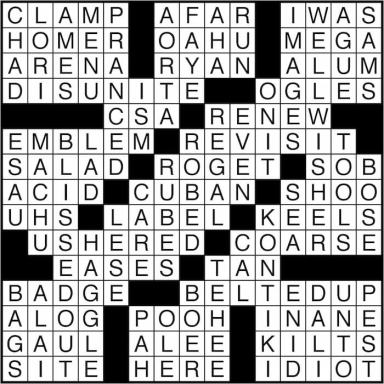 Crossword puzzle answers: April 25, 2016