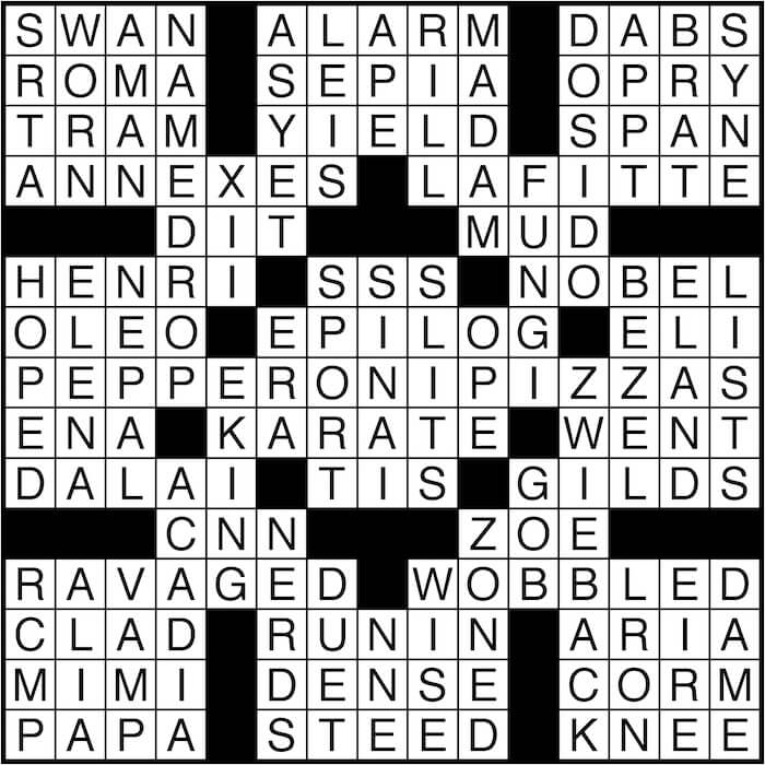 Crossword puzzle answers: April 27, 2016