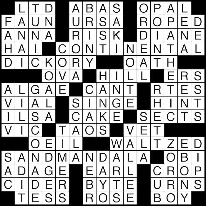 Crossword puzzle answers: April 28, 2016