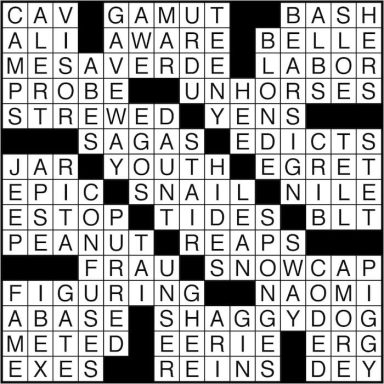Crossword puzzle answers: April 29, 2016