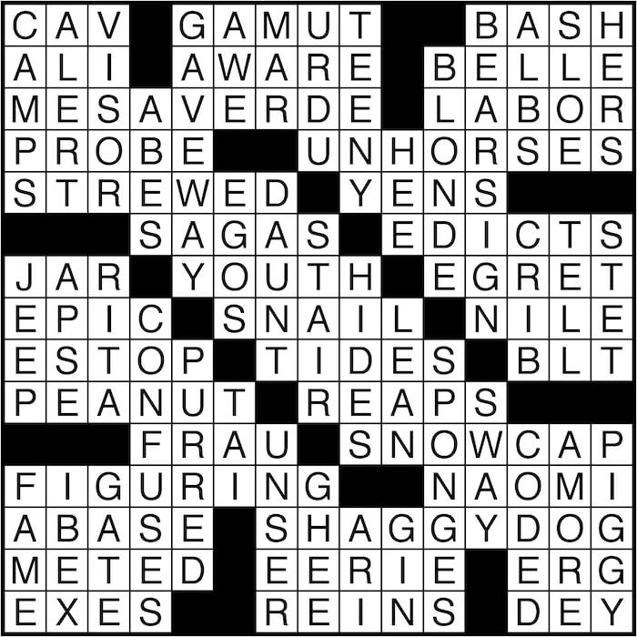 Crossword puzzle answers: April 29, 2016