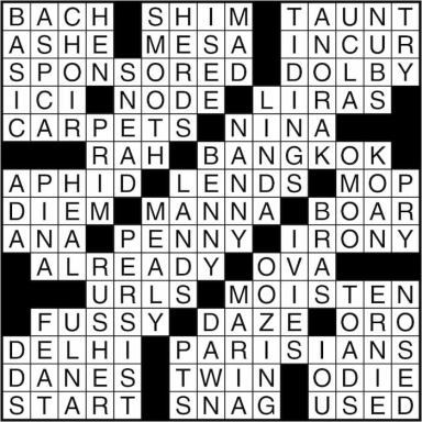 Crossword puzzle answers: April 5, 2016