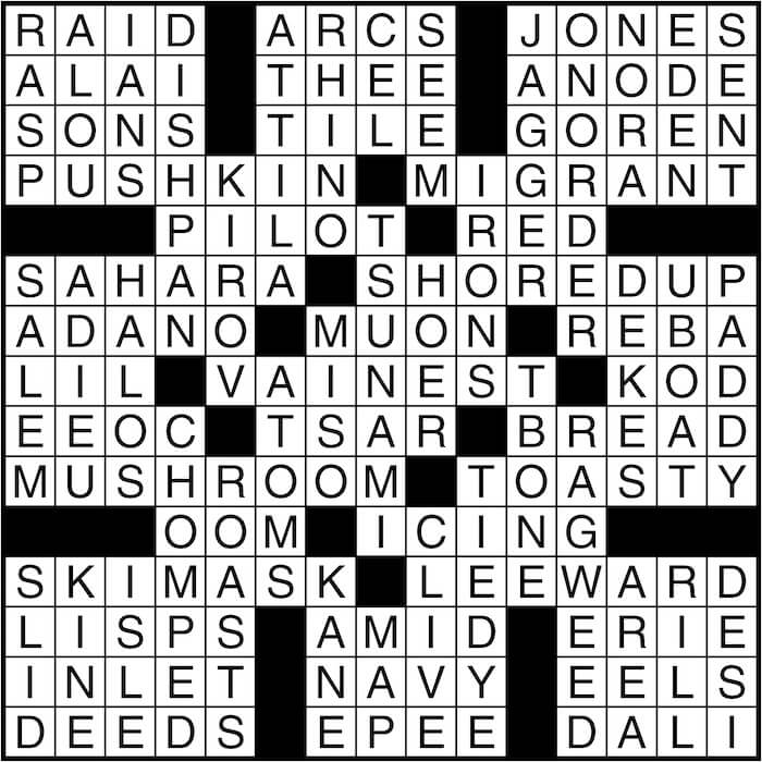 Crossword puzzle answers: April 6, 2016