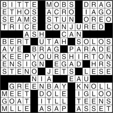 Crossword puzzle answers: April 7, 2016