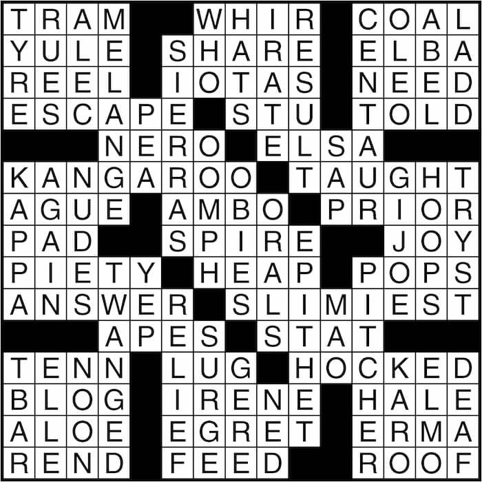 Crossword puzzle answers: April 8, 2016