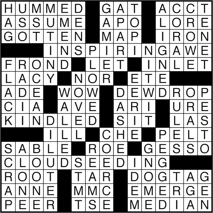 Crossword puzzle answers: August 10, 2016