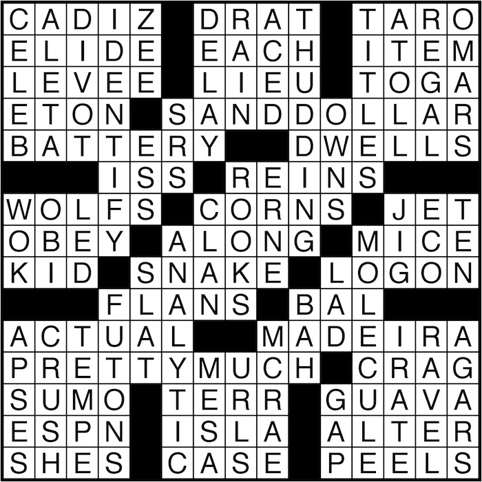 Crossword puzzle answers: August 11, 2016