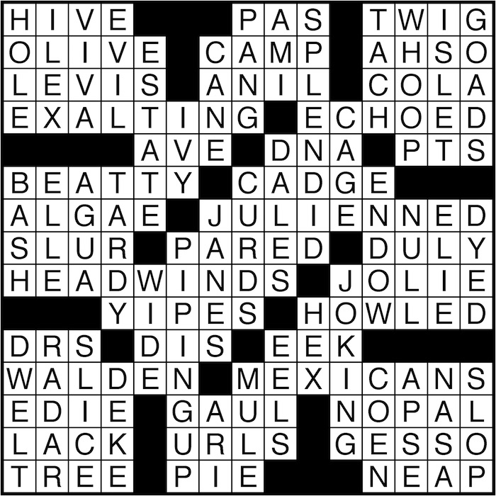 Crossword puzzle answers: August 16, 2016