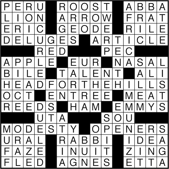 Crossword puzzle answers: August 17, 2016
