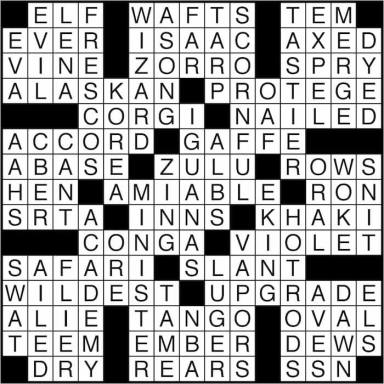 Crossword puzzle answers: August 1, 2016