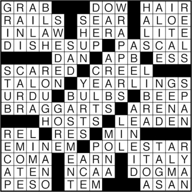 Crossword puzzle answers: August 22, 2016
