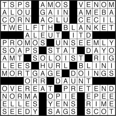 Crossword puzzle answers: August 24, 2016