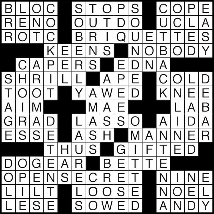 Crossword puzzle answers: August 2, 2016