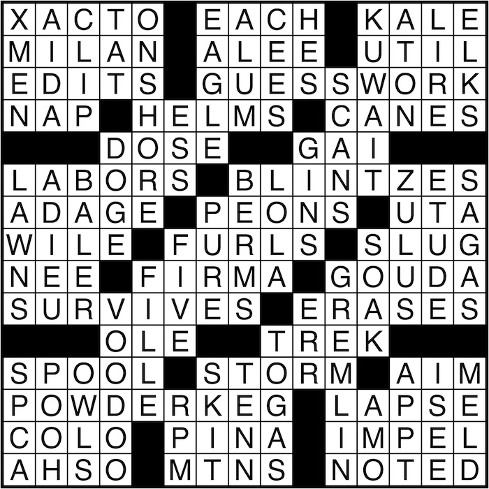 Crossword puzzle answers: August 30, 2016