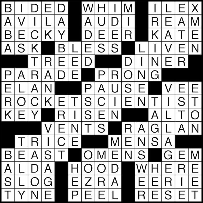 Crossword puzzle answers: August 4, 2016