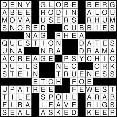 Crossword puzzle answers: August 9, 2016