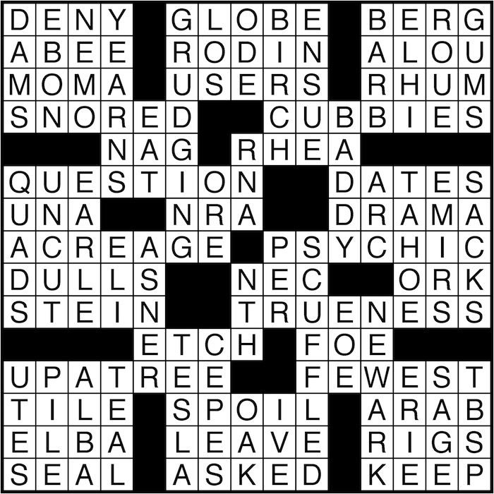 Crossword puzzle answers: August 9, 2016