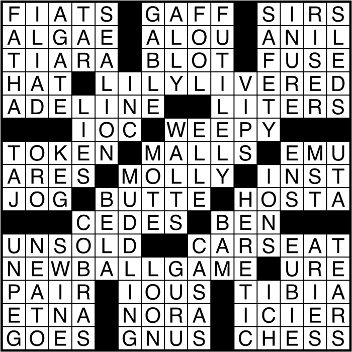 Crossword puzzle answers: December 28, 2016