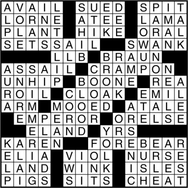 Crossword puzzle answers: December 12, 2016