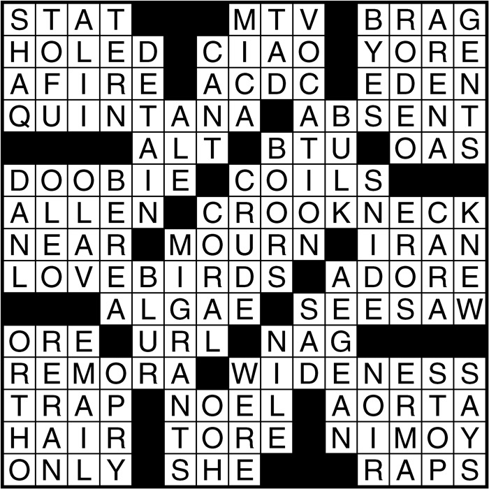 Crossword puzzle answers: December 13, 2016