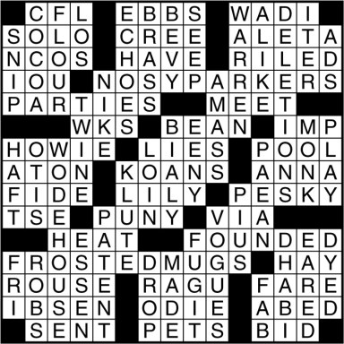 Crossword puzzle answers: December 15, 2016
