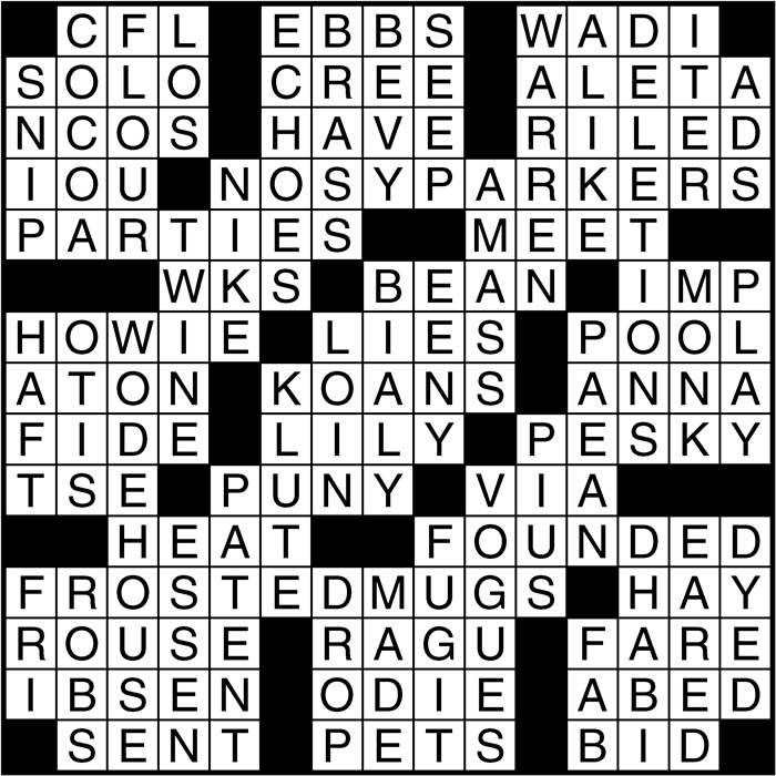 Crossword puzzle answers: December 15, 2016