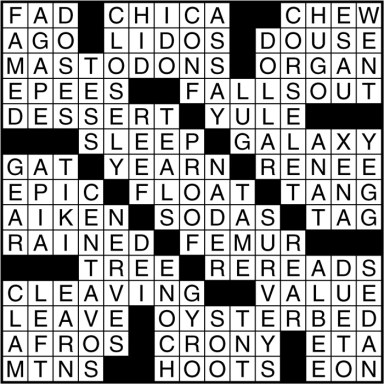 Crossword puzzle answers: December 16, 2016