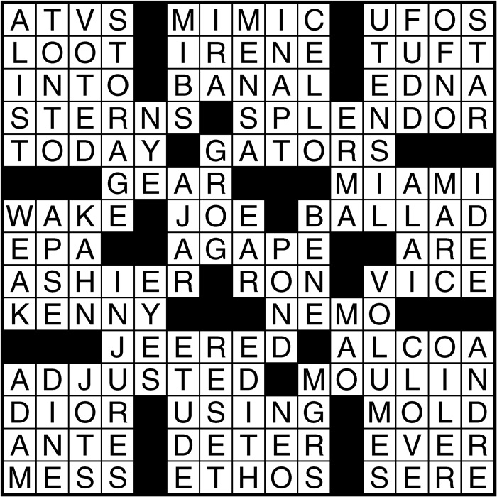 Crossword puzzle answers: December 20, 2016
