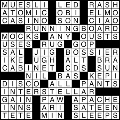 Crossword puzzle answers: December 7, 2016