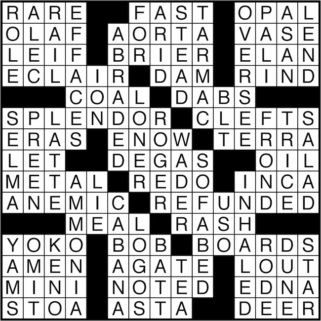 Crossword puzzle answers: February 12, 2016