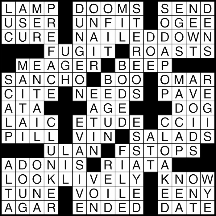 Crossword puzzle answers: February 16, 2016