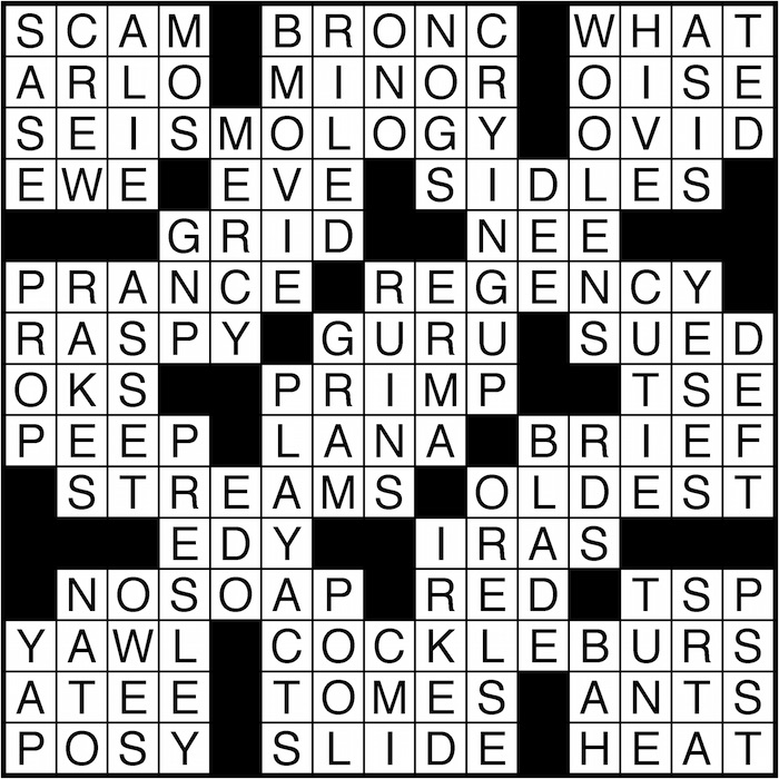 Crossword puzzle answers: February 22, 2016