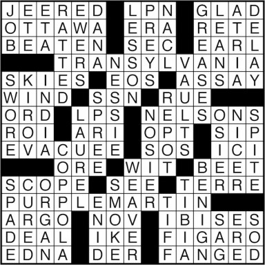 Crossword puzzle answers: February 24, 2016
