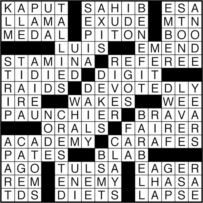 Crossword puzzle answers: February 26, 2016