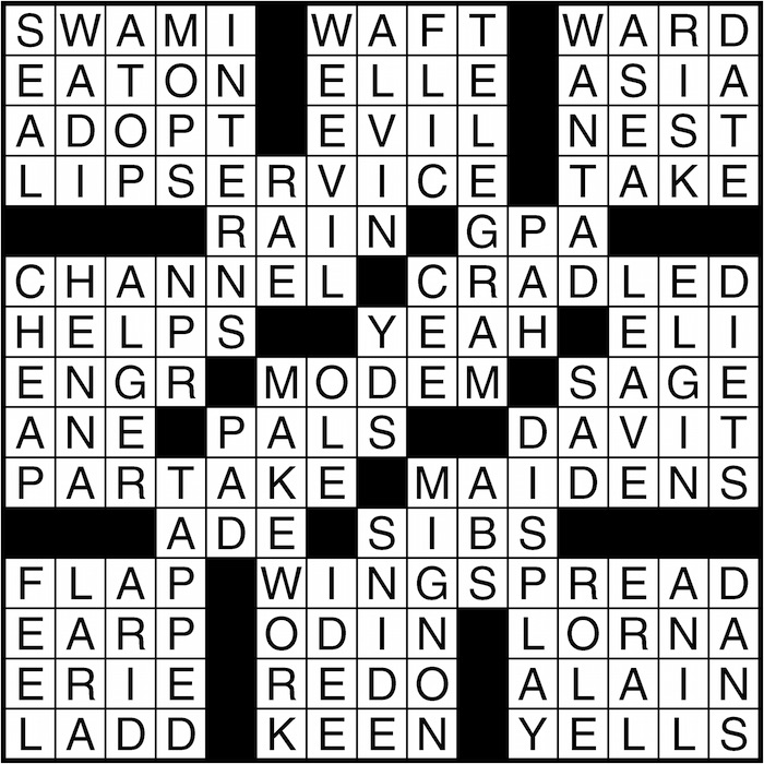 Crossword puzzle answers: January 27, 2016