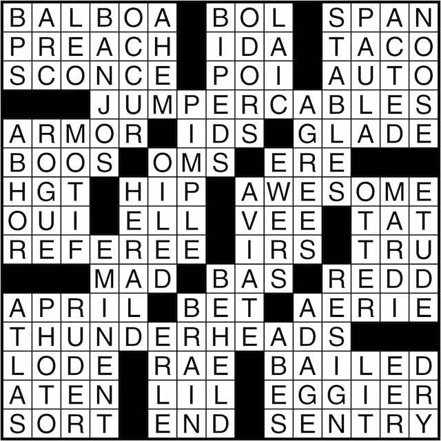 Crossword puzzle answers: January 15, 2016