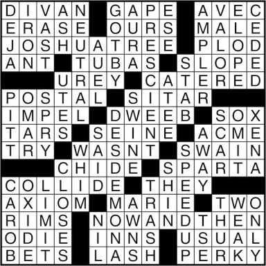 Crossword puzzle answers: January 18, 2016