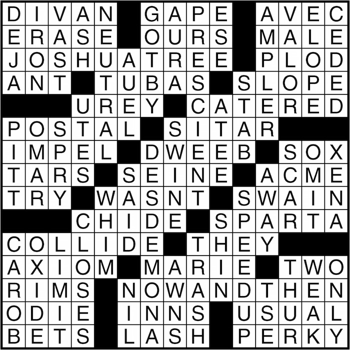 Crossword puzzle answers: January 18, 2016